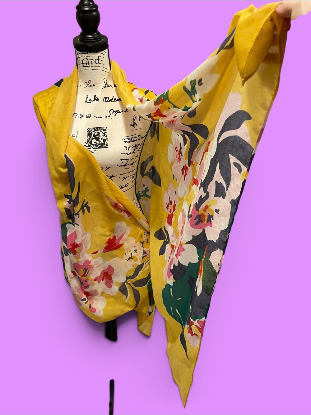 Cute Y2K style oversized gauzy banana floral scarf shawl wrap
